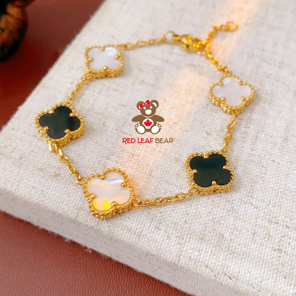 Gold and Black Clover Bracelet